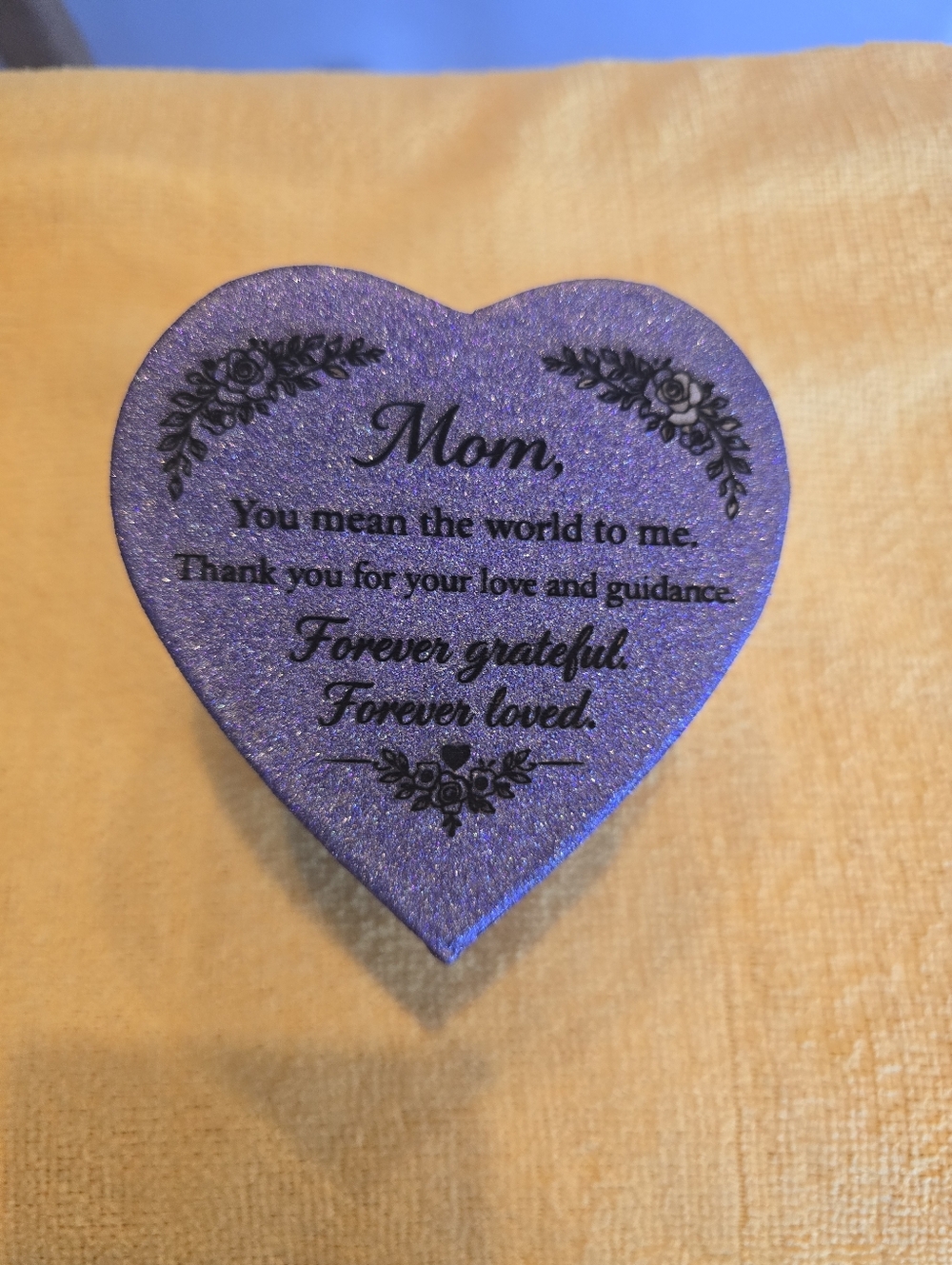 Heart-Shaped Keepsake Box - Purple "Mom" 3x2, Engraved And hand Painted